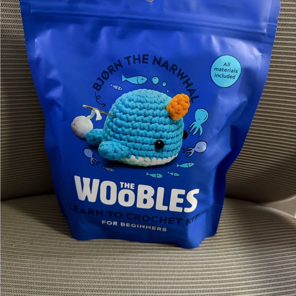 The Woobles Blue Crochet Kit - Bjorn the Narwhal